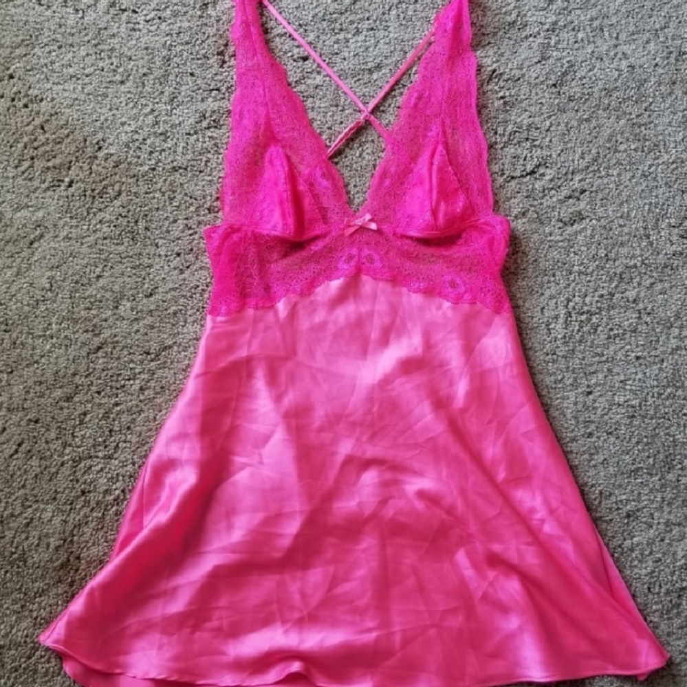 Victoria's Secret Hot Pink Slip Chemise New